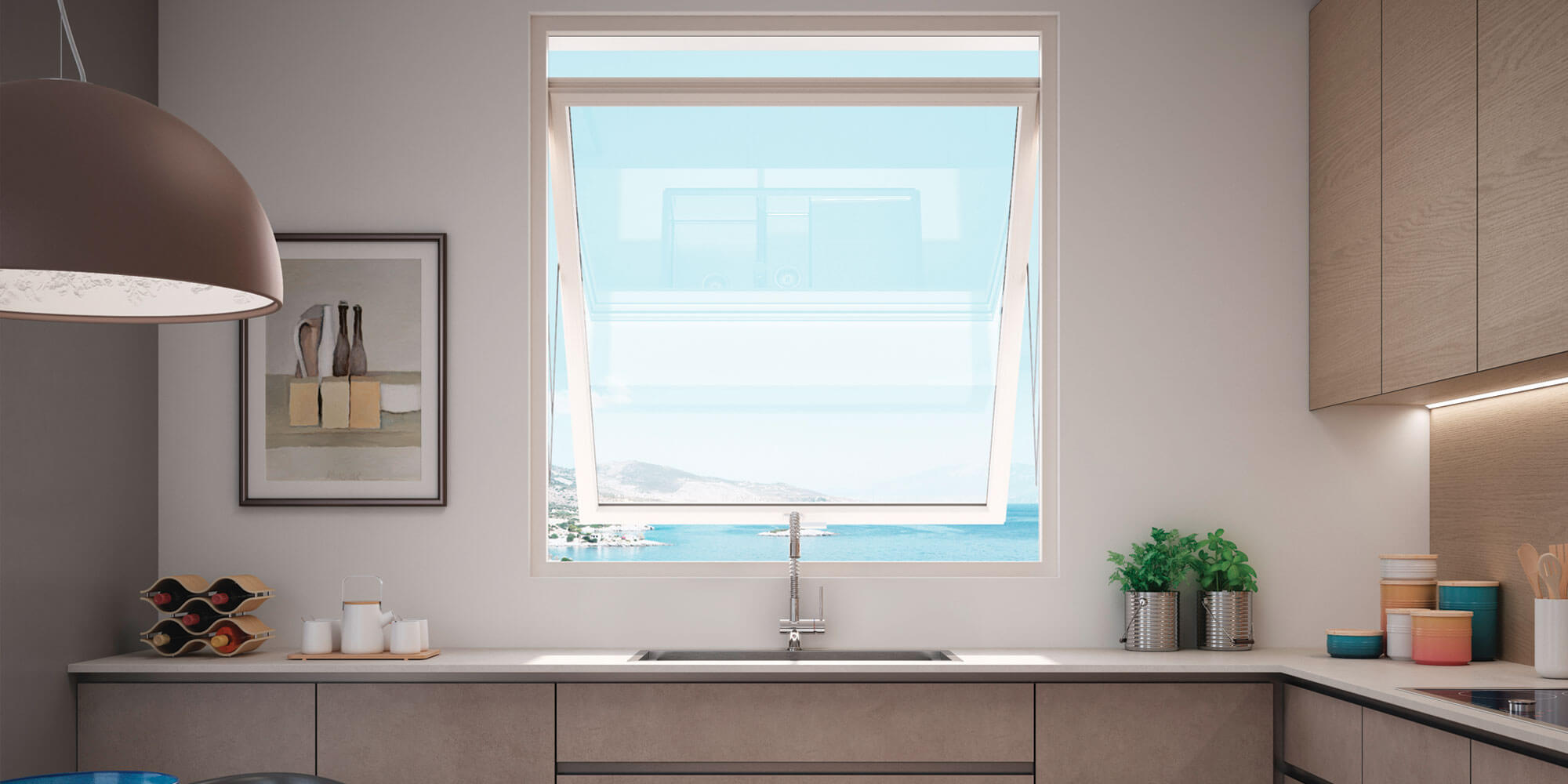 Finestra in PVC Oknoplast Prolux Swing installate in cucina
