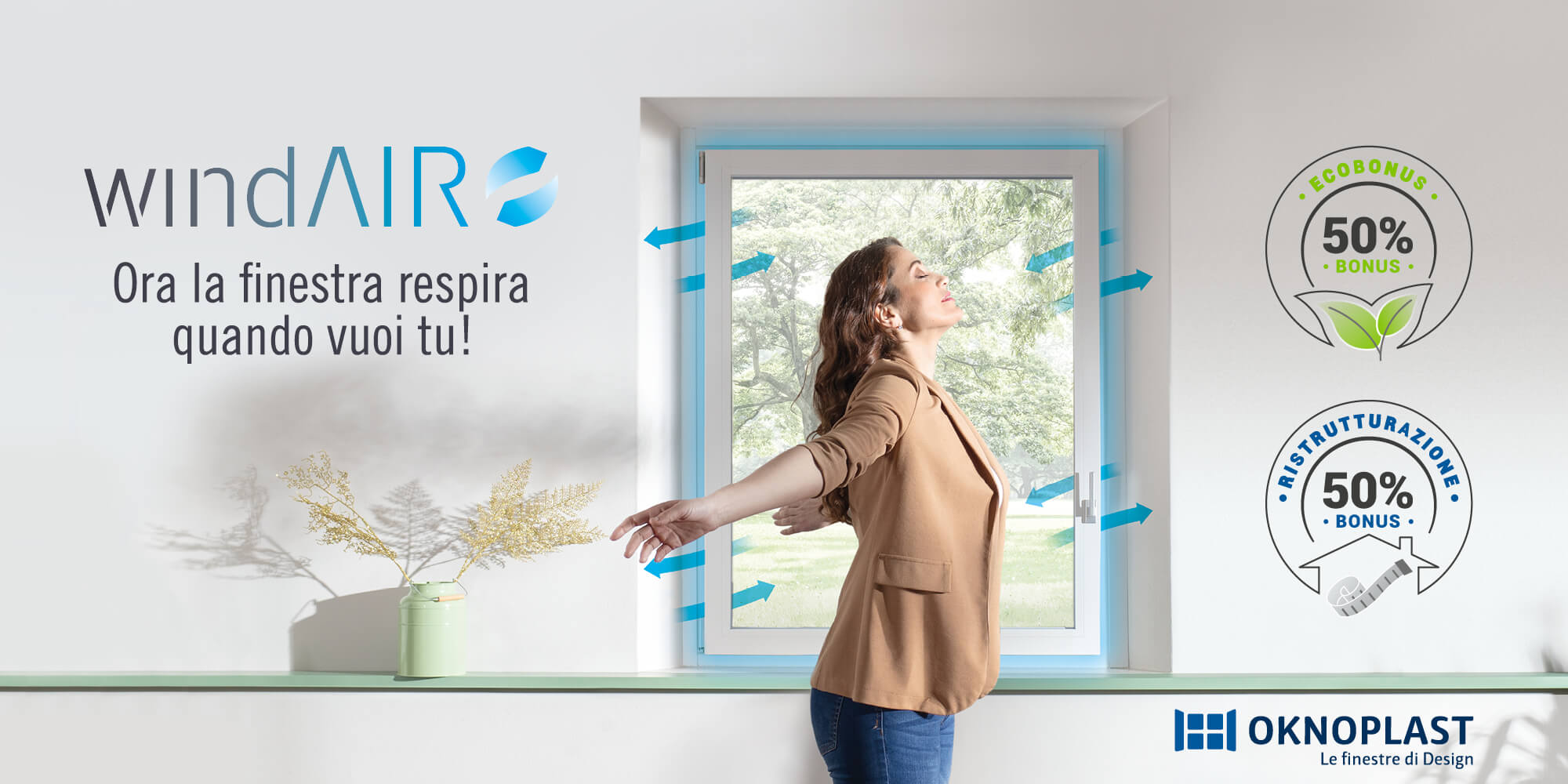Sistema di ventilazione windAIR per finestre in PVC di Oknoplast